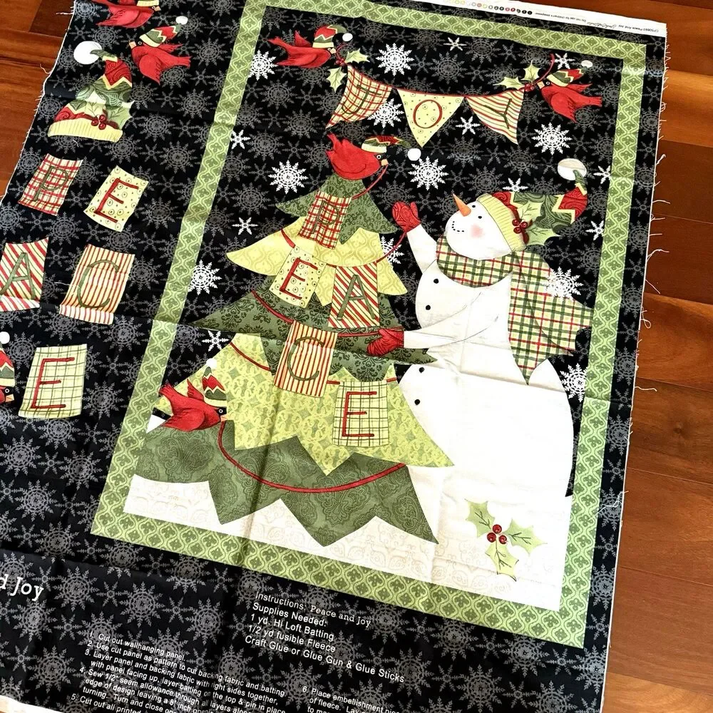 Steele Creek Studio Peace and Joy Christmas Quilt Panel Fabric Snowman CP50693